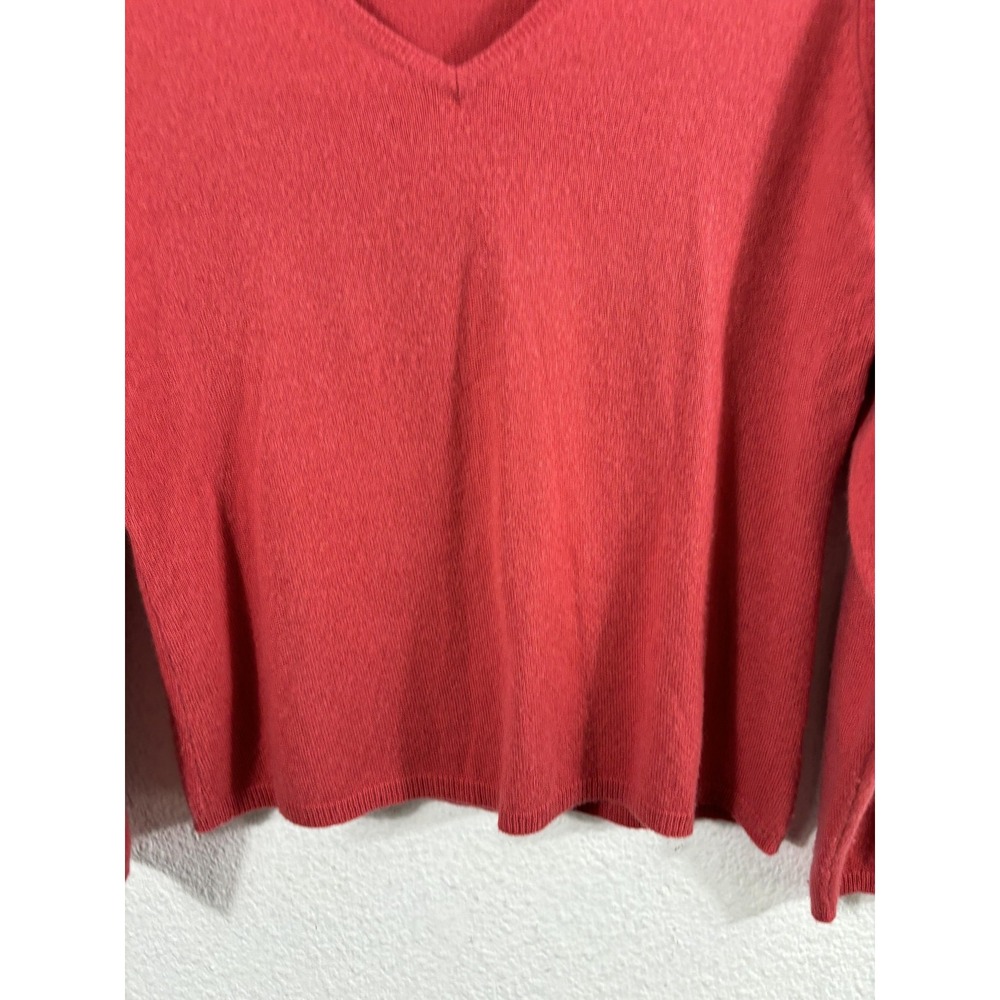 Charter Club Sweater Womens Large Orange V Neck 2 Ply 100% Cashmere Pullover - Picture 3 of 7
